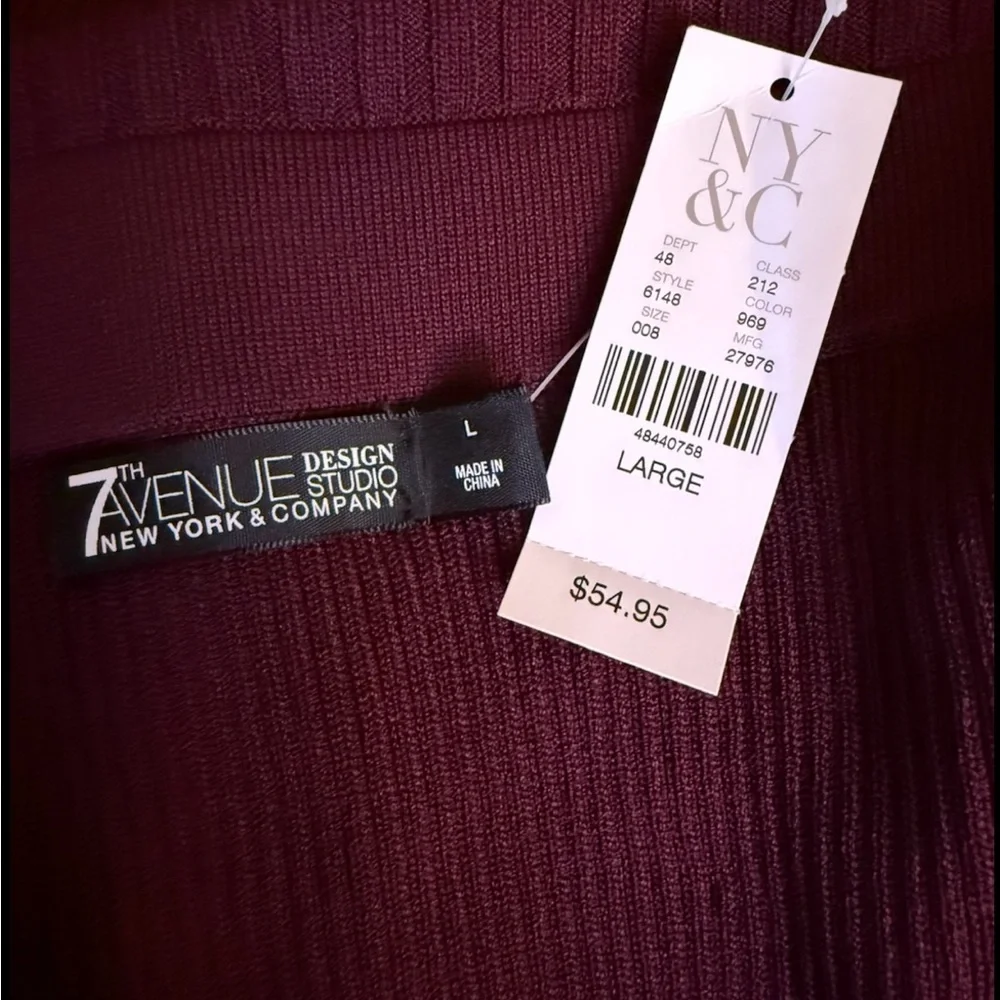 Stylish Burgundy Off The Shoulder Short Sleeve Sweater by 7th Avenue, Large, NWT - Picture 4 of 13